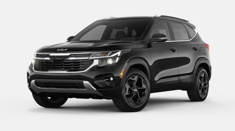 Black modern SUV on white background
