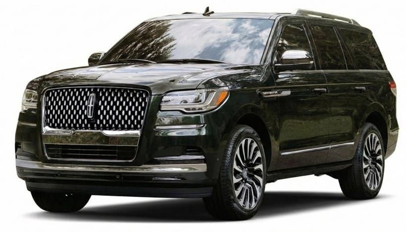 Luxury black SUV with chrome grille parked outdoors